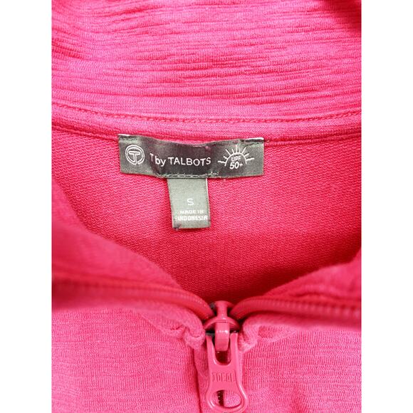 T by Talbots Womens Full Zip Roundneck Bubble Gum Pink Sweatshirt Size S - Picture 3 of 6